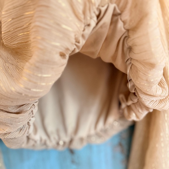 Blu Pepper Gold Thread Balloon Sleeve Blouse (Size M) - Picture 4 of 8